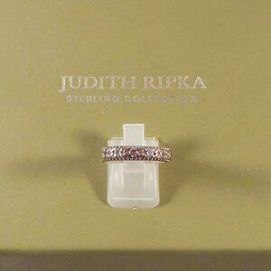 Judith Ripka Sterling Silver Band or Stack Ring With Clear CZs Ring Size 7